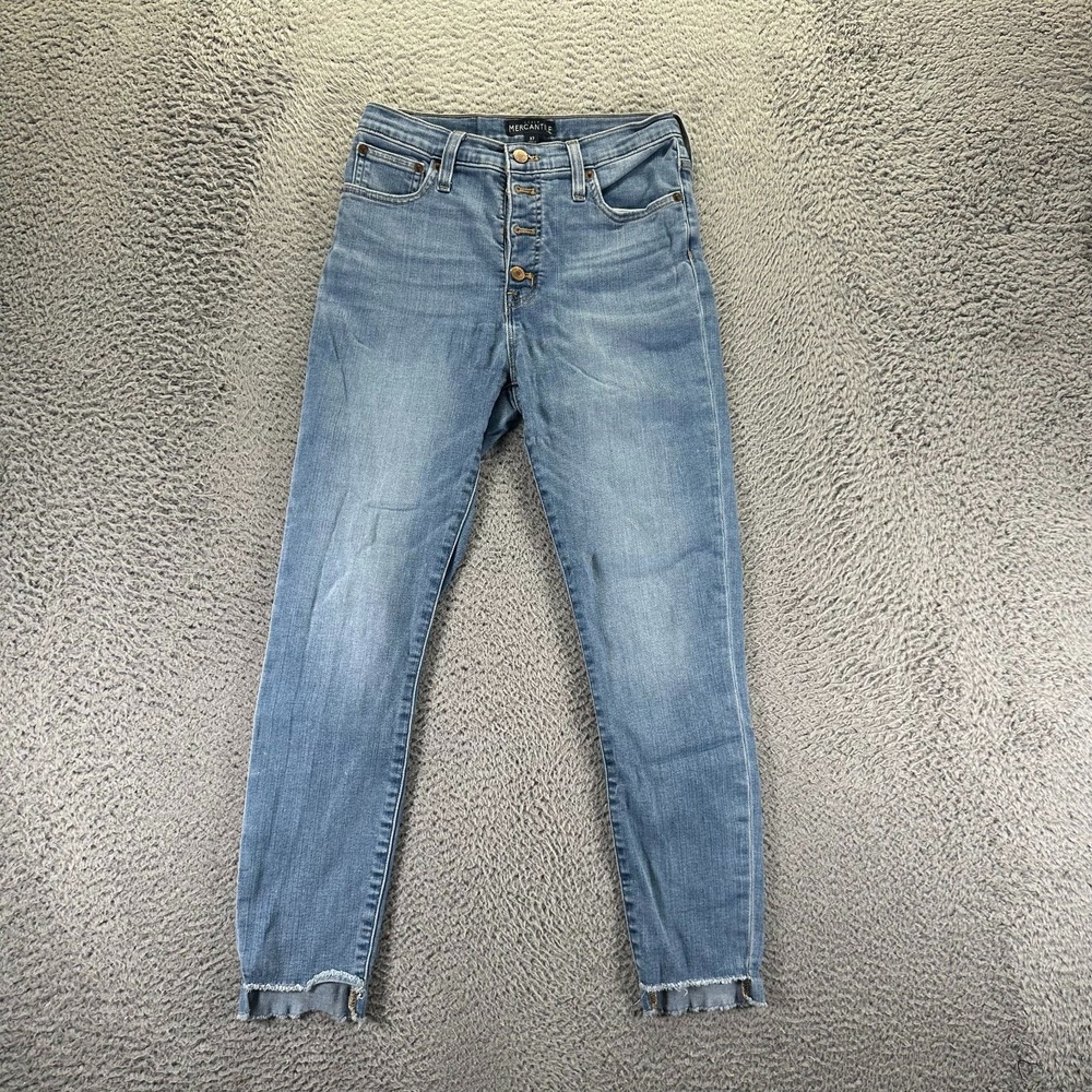 J.Crew‎ Mercantile Jeans Women 27x27 Blue Cotton Denim Skinny Stretch Button-Fly